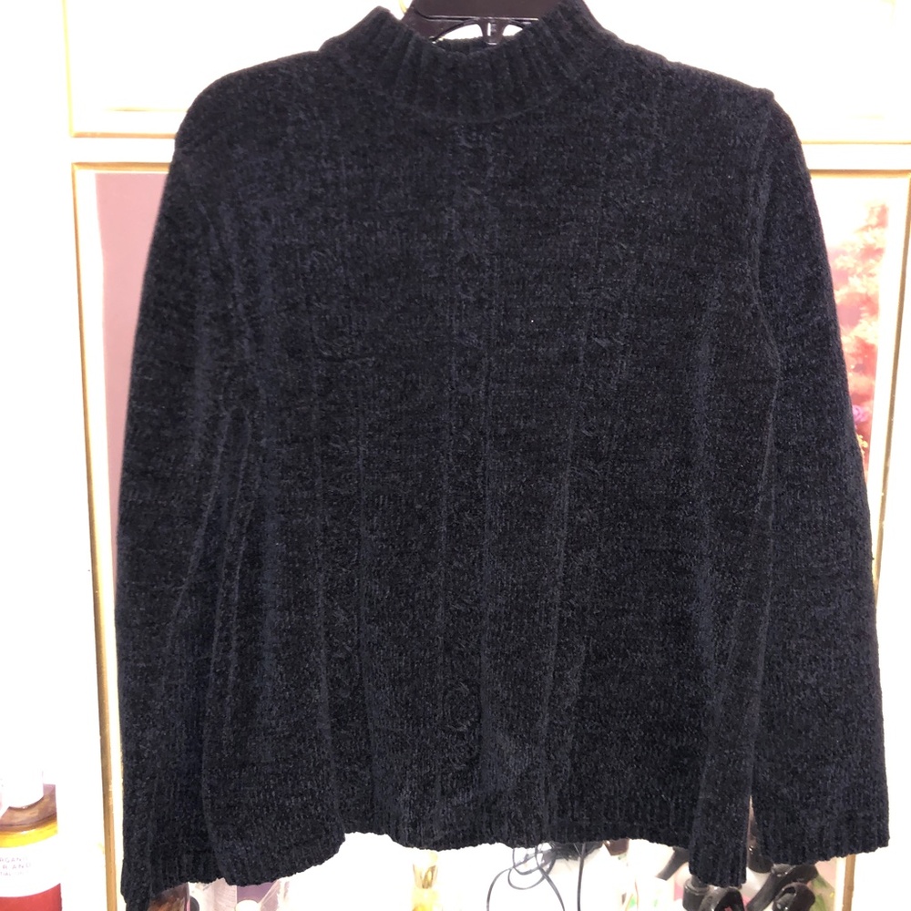 Minimalist Vintage Black Basic Oversize Velour Ch… - image 1